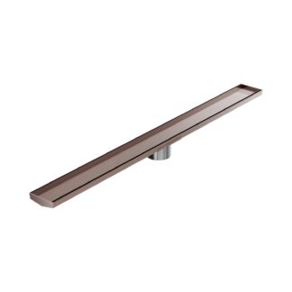 Nero Tile Insert V Channel 1200x106mm Floor Grate 90mm Outlet Brushed Bronze
