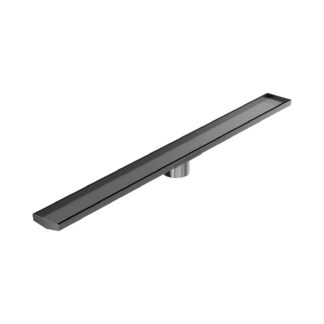 Nero Tile Insert V Channel 1200x106mm Floor Grate 90mm Outlet Gun Metal