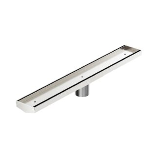 Nero Tile Insert V Channel 600x82mm Floor Grate 50mm Outlet Brushed Nickel