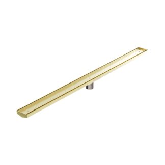 Nero Tile Insert V Channel 1200x82mm Floor Grate 50mm Outlet Brushed Gold
