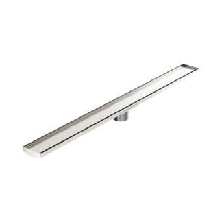 Nero Tile Insert V Channel 1200x106mm Floor Grate 80mm Outlet Brushed Nickel
