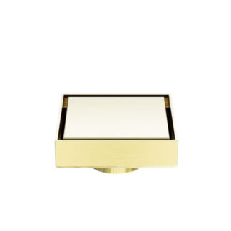 Nero 100mm Square Tile Insert Floor Waste 50mm Outlet Brushed Gold