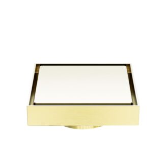Nero 100mm Square Tile Insert Floor Waste 80mm Outlet Brushed Gold