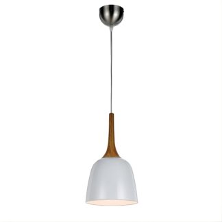 Telbix Polk E27 20cm Pendant Oak & White