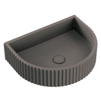 Fienza Valentina Concrete Fluted Arch Wall Basin 465 x 360 x 119mm Warm Grey