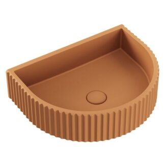 Fienza Valentina Concrete Fluted Arch Wall Basin 465 x 360 x 119mm Tuscan