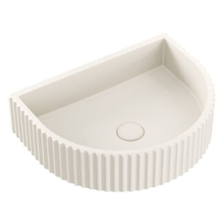Fienza Valentina Concrete Fluted Arch Wall Basin 465 x 360 x 119mm Warm White