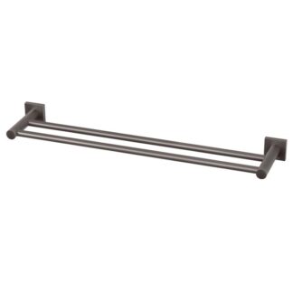 Phoenix Radii Double Towel Rail Square Plate - Gun Metal