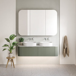 Timberline Santos Dockland Fluted Wall Hung Vanity with SilkSurface Top and Above Counter Basin
