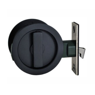 Nidus Sliding Cavity Door Round Backplate Privacy Set Include End Pull Matte Black