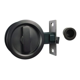 Nidus Sliding Cavity Door Round Backplate Privacy Set Include End Pull Graphite Grey