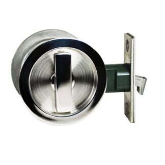 Nidus Sliding Cavity Door Round Backplate Privacy Set Include End Pull Polished Stainless Steel