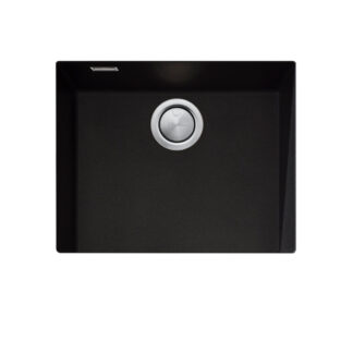 Oliveri Santorini Large Bowl Undermount Sink - Black with Overflow