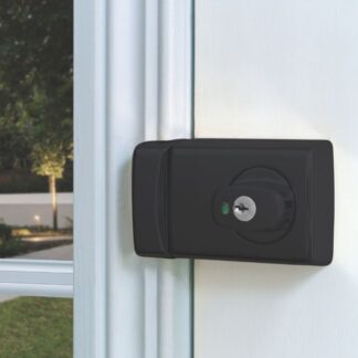 Lockwood 001 Double Cylinder Deadlatch Knob with Open In Strike Matte Black