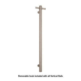 Thermogroup Thermorail Straight/Round Non-Heated Vertical Bar 900x142x100mm With Optional Hook - Brushed Stainless