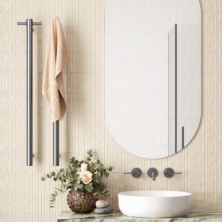 Thermogroup Thermorail Straight/Round 240Volt Vertical Bar 900x142x100mm 22Watts With Optional Hook - Brushed Gun Metal