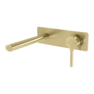 Phoenix Vivid Slimline Oval SwitchMix Wall Basin / Bath Mixer Set 175mm Brushed Gold (Complete Kit)