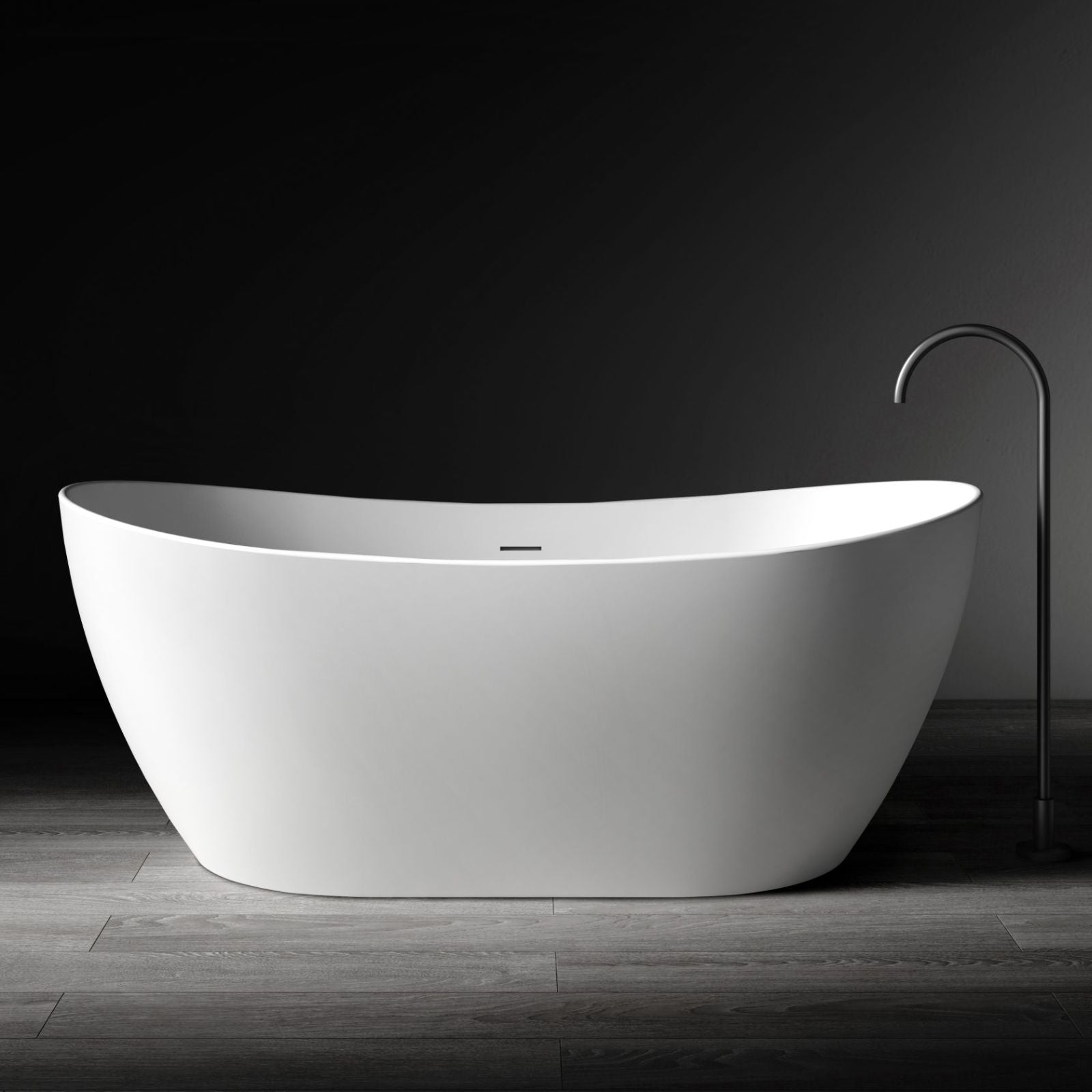 Kaskade Diane Freestanding Oval Stone Bath Matte White 1625mm