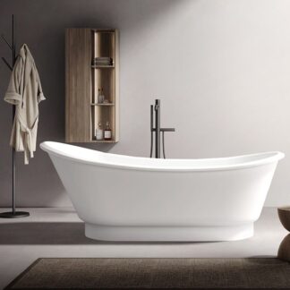 Kaskade Naomi Freestanding Slipper Stone Bath Matte White 1700mm