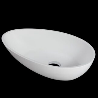 Kaskade Barcelona Benchtop Egg Stone Basin Matte White 590mm