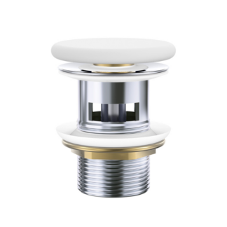 Fienza Pop Up 32mm Overflow Basin Waste Flat Ceramic Cap Matte White