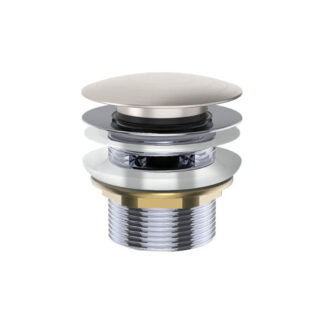 Fienza Universal Pull-Out/Pop-Up Brass Cap Bath Waste with Overflow Brushed Nickel