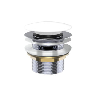 Fienza Universal Pull-Out/Pop-Up Brass Cap Bath Waste with Overflow Gloss White