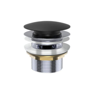 Fienza Universal Pull-Out/Pop-Up Brass Cap Bath Waste with Overflow Matte Black