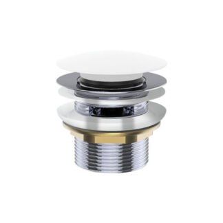 Fienza Universal Pull-Out/Pop-Up Brass Cap Bath Waste with Overflow Matte White