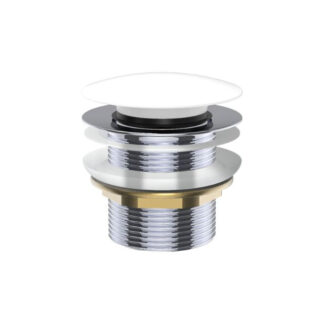 Fienza Universal Pull-Out/Pop-Up Brass Cap Bath Waste Non Overflow Gloss White