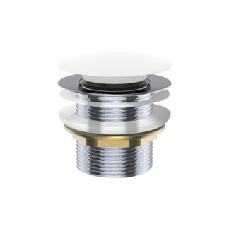 Fienza Universal Pull-Out/Pop-Up Brass Cap Bath Waste Non Overflow Matte White