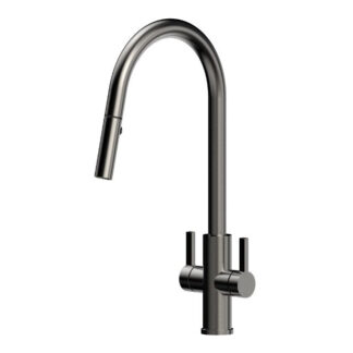 Suprema Xpress Fit Xssence Dual Handle Retractable Sink Mixer - Gun Metal